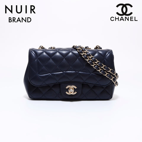 Chanel Chanel Matelasse双链链编号21羔羊肩袋海军WS6382