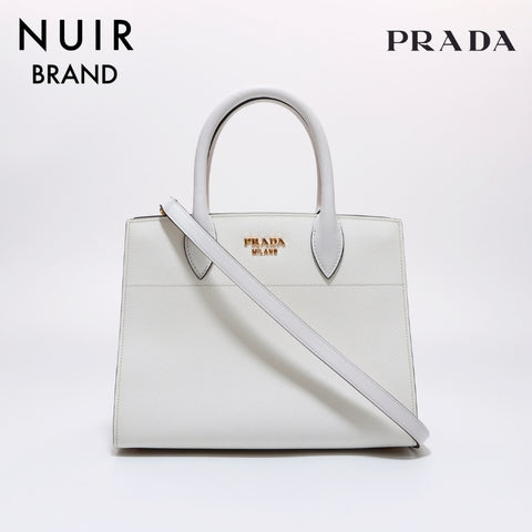 Prada徽标2Way肩带皮革白色WS6388
