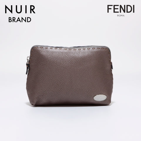 フェンディ FENDI ロゴ ポーチ レザー シャンパンゴールド WS6392