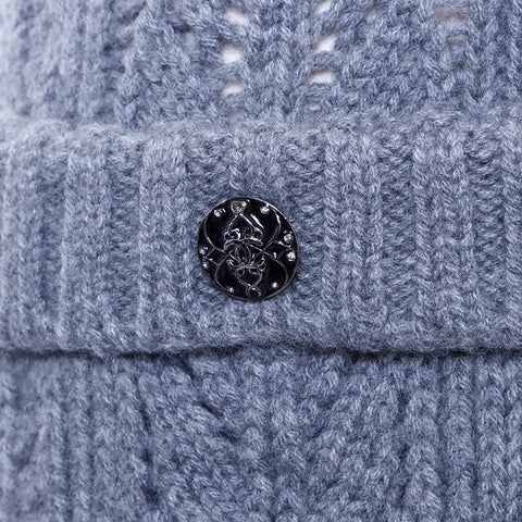 CHANEL Sleeveless knit one piece wool gray WS6395