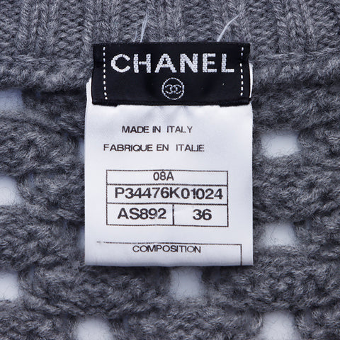 CHANEL Sleeveless knit one piece wool gray WS6395