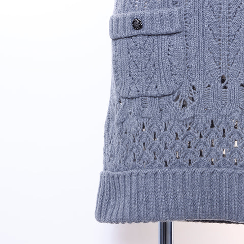 CHANEL Sleeveless knit one piece wool gray WS6395