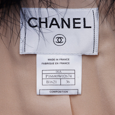 Chanel Chanel Tweed Fur manteau de laine beige ws6402