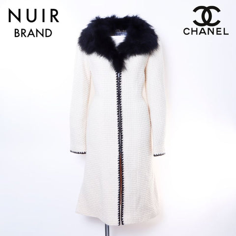 Chanel Chanel Tweed Fellmantel Wolle Beige WS6402