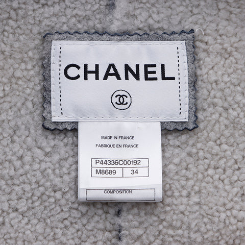 シャネル CHANEL ボア レザー コート ネイビー WS6407