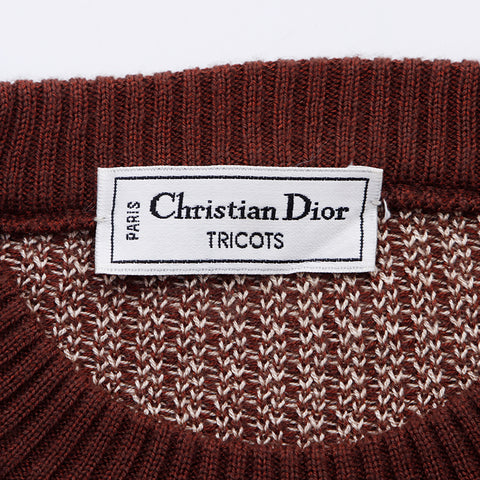 クリスチャンディオール Christian Dior トロッター 半袖 ニット アクリル ブラウン WS6421