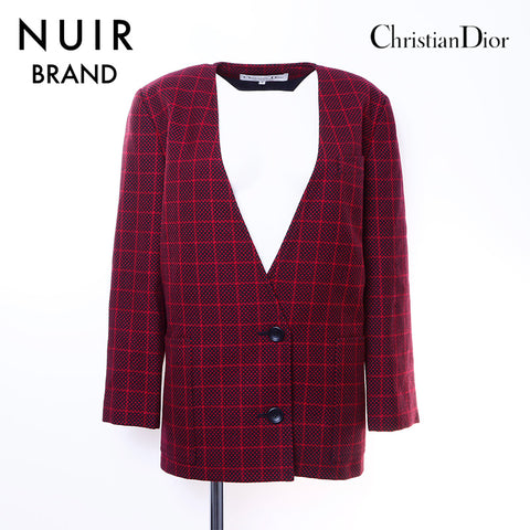クリスチャンディオール Christian Dior チェック ジャケット ウール レッド WS6424