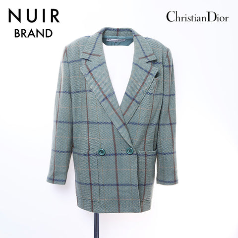 クリスチャンディオール Christian Dior チェック ジャケット ウール グリーン WS6425