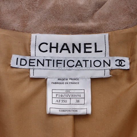 CHANEL Size: 38 Cowhide Suede Leather Double 00C 2000 Jacket beige WS6431