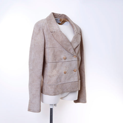 CHANEL Size: 38 Cowhide Suede Leather Double 00C 2000 Jacket beige WS6431