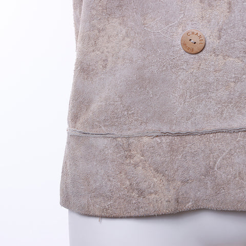 CHANEL Size: 38 Cowhide Suede Leather Double 00C 2000 Jacket beige WS6431