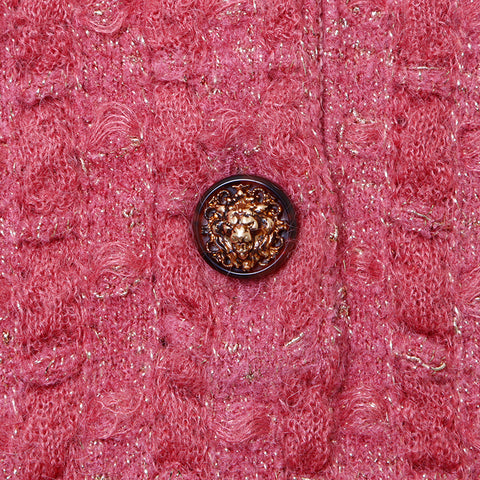 CHANEL Size:38 Lame Knit Short Sleeve Lion one piece pink WS6432