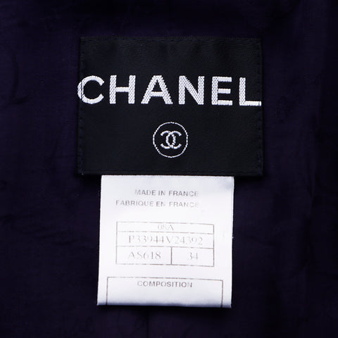 シャネル CHANEL Size:34 ココボタン ツイード ジャケット ネイビー WS6435