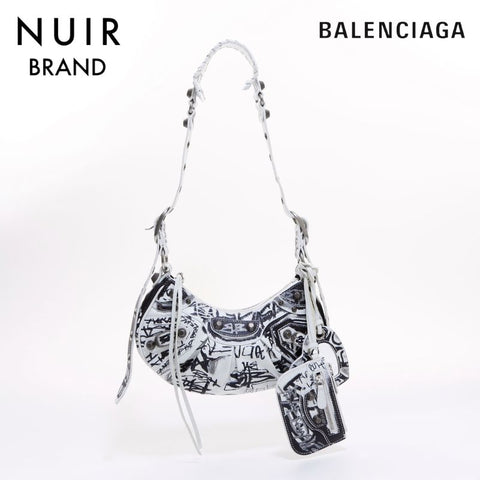 Balenciaga 2WAY Le Cagole XS Graffiti Shoulder Bag White WS6452