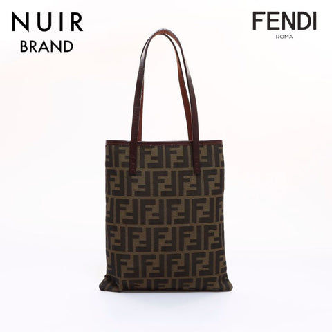 FENDI Mini Tote Zucca Pattern Tote Bag with Pouch, Brown WS6453