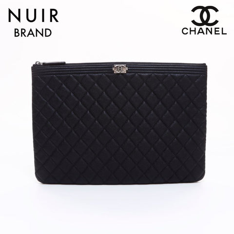 Chanel CHANEL Matelasse Caviar Skin No. 22 Clutch Bag Black WS6457