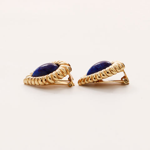 Christian Dior Pair Shape Earring Gold blue WS6459