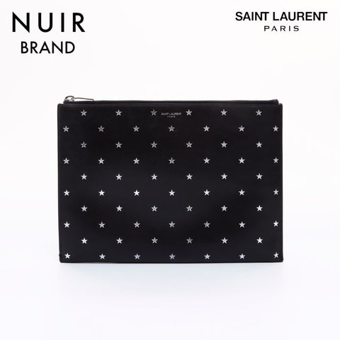 Yves Saint Laurent YVES SAINT LAURENT Star motif clutch bag black silver WS6463