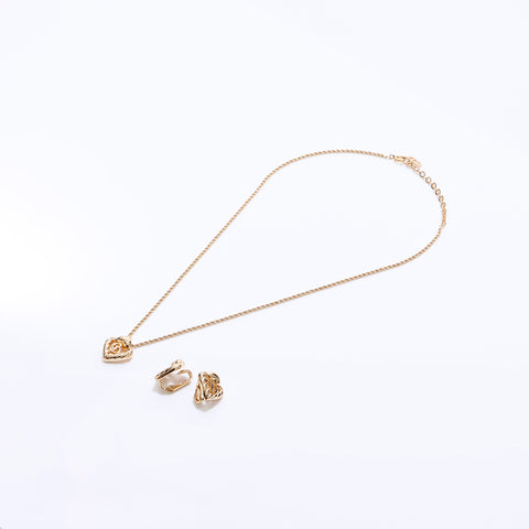 Boucles d'oreilles en forme de cœur chrétien Dior Ensemble de 2 collier d'or WS6478