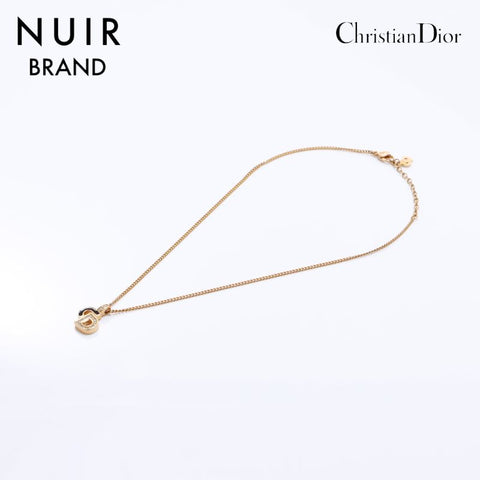 クリスチャンディオール Christian Dior CDロゴ ラインストーン ネックレス ブラック ブラウン WS6480