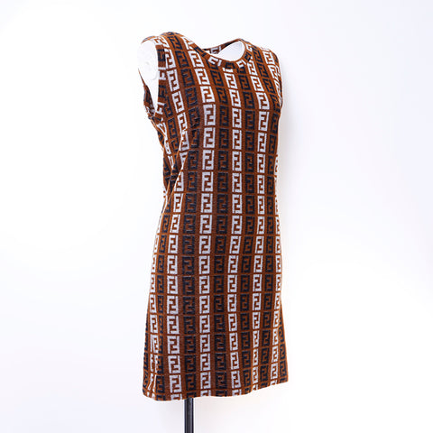 FENDI Zucca pattern sleeveless dress brown WS6499 NUIR VINTAGE FENDI Zucca pattern sleeveless dress brown WS6499 NUIR VINTAGE