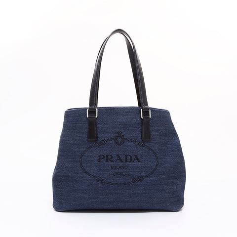 プラダ PRADA デニム ハンドバッグ ネイビー WS6512