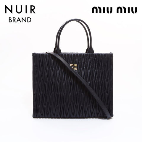 ミュウ ミュウ Miu Miu マテラッセレザー 2Way トートバッグ ブラック WS6515