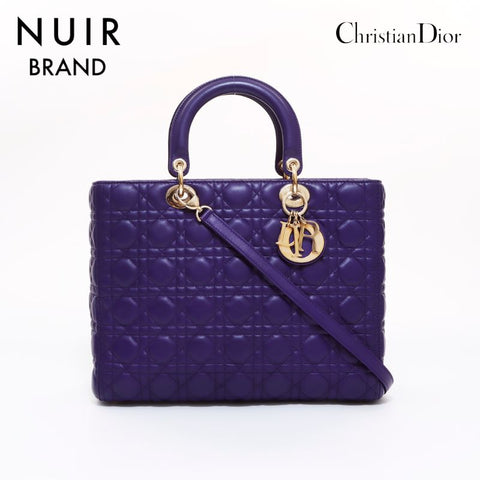 Christian Dior Canage Leather 2-Way Handbag Purple WS6519