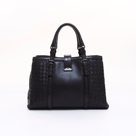 ボッテガヴェネタ BOTTEGAVENETA レザー ハンドバッグ ブラック WS6536