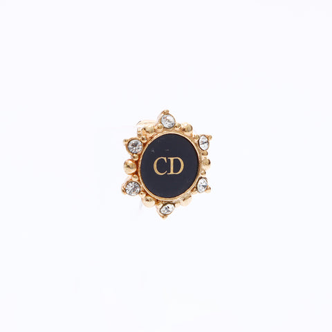 クリスチャンディオール Christian Dior ラインストーン イヤリング ブラック WS6558