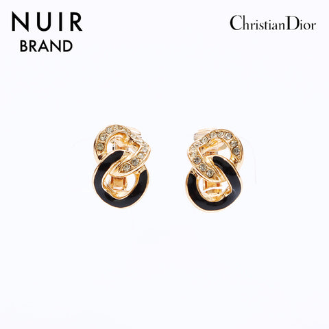クリスチャンディオール Christian Dior ラインストーン イヤリング ブラック WS6560