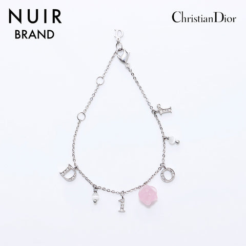 クリスチャンディオール Christian Dior ロゴ ラインストーン ブレスレット シルバー WS6565