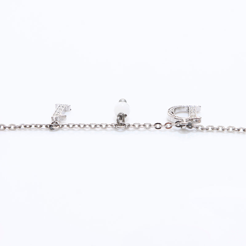 Dior シルバーブレスレット ストーン付き クリスチャンディオール Christian Dior ロゴ ラインストーン