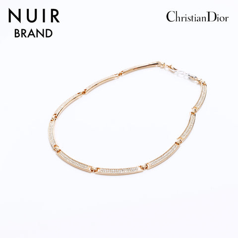 クリスチャンディオール Christian Dior ラインストーン ネックレス ゴールド WS6566