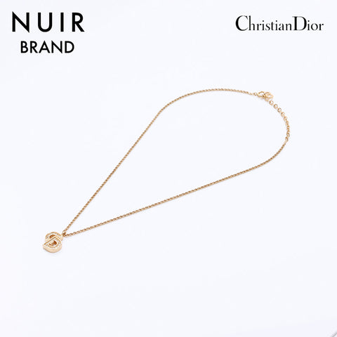 クリスチャンディオール Christian Dior CDロゴ ラインストーン ネックレス ゴールド WS6604