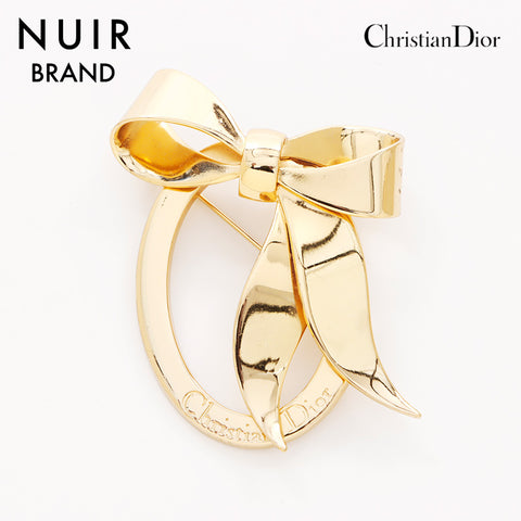 クリスチャンディオール Christian Dior リボン ブローチ ゴールド ...
