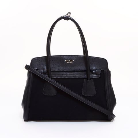 PRADA Saffiano 2WAY Shoulder Handbag Black WS6610