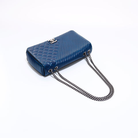 Chanel CHANEL Boy Chanel Vintage Calf 20 Shoulder Bag Navy WS6612