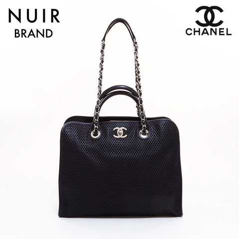 Chanel Mesh Leather Chain 2-way No. 17 Tote Bag Black WS6613