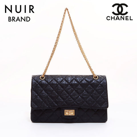 Chanel CHANEL 2.55 GD metal fittings Matelasse Vintage calf No. 14 shoulder bag Black WS6619