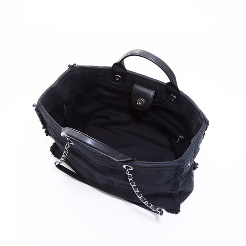 Chanel Chanel 2way Deauville 30手提袋黑色WS6620