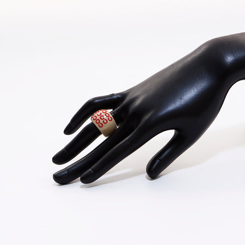 CHANEL coco moon shell round ring Ring Beige red WS6624