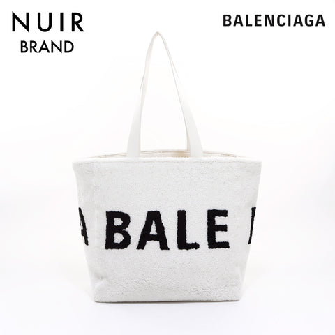 Balenciaga Shearing Mouton Tote Bag White Black WS6629