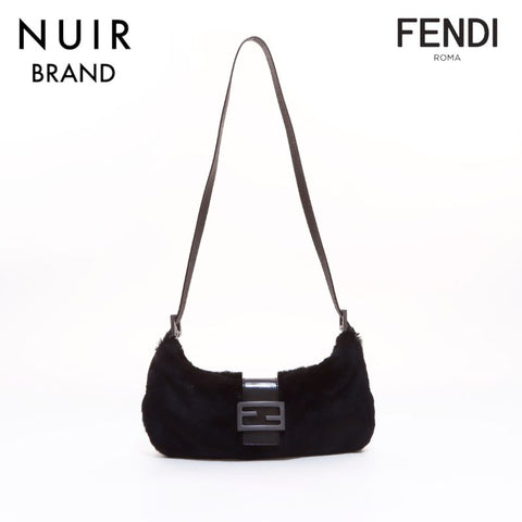 Fendi Mamma Bucket Lapin皮草肩带黑色WS6631