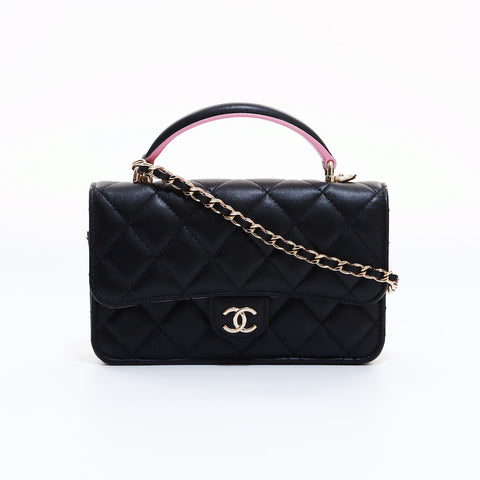 シャネル CHANEL マトラッセ ミニ ２way ショルダーバッグ ブラック ピンク WS6637