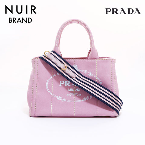 PRADA Canapa Handbag Pink WS6641
