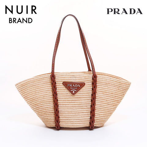 プラダ PRADA ラフィア籠バッグ トートバッグ ベージュ WS6644