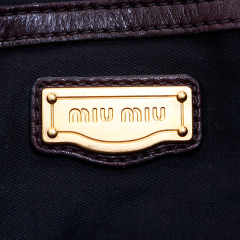 ミュウ ミュウ Miu Miu マトラッセ２way トートバッグ ブラウン WS6651