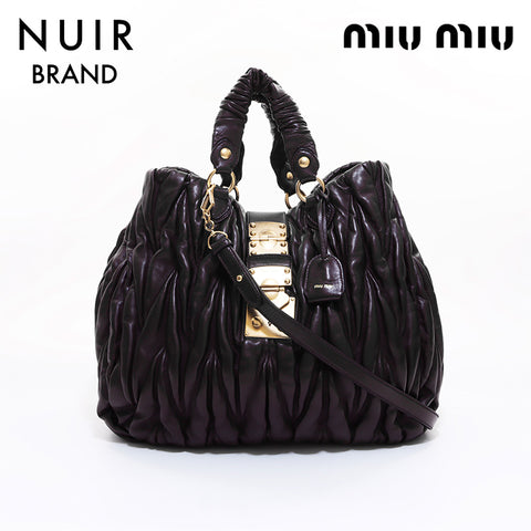 Miu Miu Miu Matelasse 2way Tote Bag Brown WS6651
