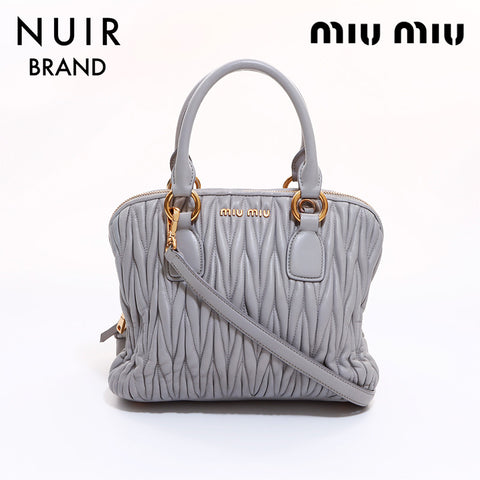 ミュウ ミュウ Miu Miu マトラッセ２way ハンドバッグ グレー WS6652 ...